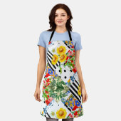 イタリアン,シシリアのアート,継ぎはぎ,夏の花 エプロン (着用した状態)
