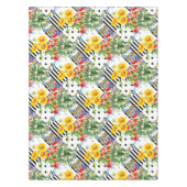 イタリアン，シシリアのアート，継ぎはぎ，夏の花  テーブルクロス (正面)