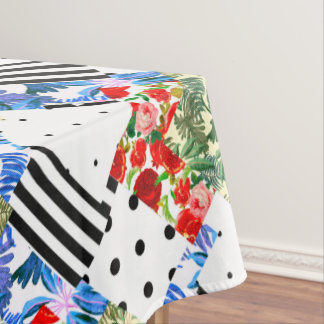 イタリアン，シシリアのアート，継ぎはぎ，夏の花  テーブルクロス