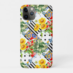 イタリアン,シシリアのアート,継ぎはぎ,夏の花 iPhone 11 PROケース
