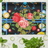 イタリアン，シシリア人，フローラ，マジョリカ模様   キッチンタオル (折り畳み)