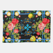 イタリアン，シシリア人，フローラ，マジョリカ模様   キッチンタオル (横)