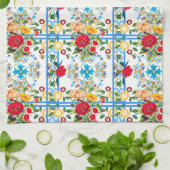 イタリアン,シシリア人,フローラ,マジョリカ模様 キッチンタオル (折り畳み)