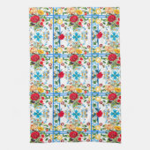 イタリアン,シシリア人,フローラ,マジョリカ模様 キッチンタオル (縦)