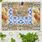 イタリアン,シチリア,聖マリア,ヴァージンマリア,マイオリカキ キッチンタオル (折り畳み)