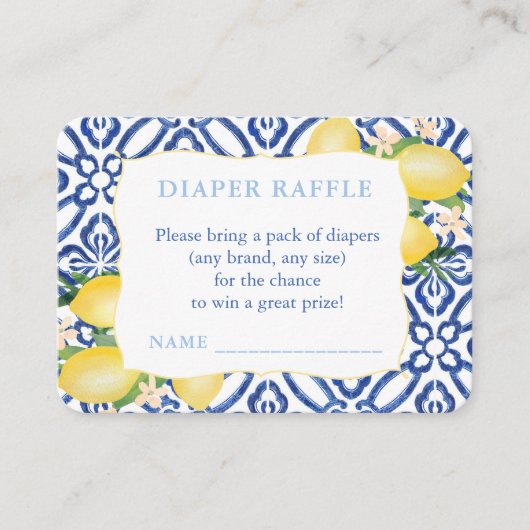 イタリアン タイル アンド レモン ベイビー シャワー おむつくじ エンクロージャーカード (正面)