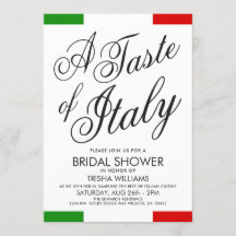 イタリアン テーマのディナー |  ブライズシャワーのご招待