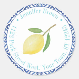 イタリアン テーマの夏のウェディング レモン 返信先住所 ラウンドシール