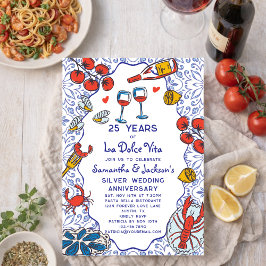 イタリアン ディナー パーティー 25 周年記念 結婚記念日 招待状