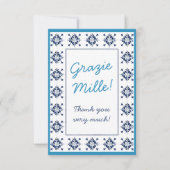 イタリアン ブルータイル グラツィエ ミッレ スクリプト サンキューカード (正面)