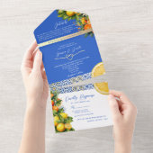 イタリアン ブルー ウェディング オールインワン招待状 (貼ってはがせる)