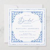 イタリアン ブルー タイル ブライズ シャワー 招待状 (正面)