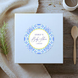 イタリアン ブルー タイル ベビーシャワー イエロー ライン ラウンドシール