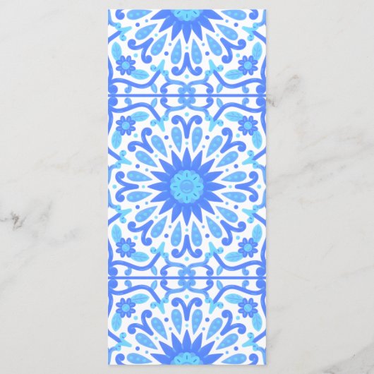 イタリアン ブルー タイル ベビー シャワー ミニマル メニュー (裏面)