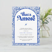 イタリアン ブルー タイル レトロ 結婚パーティー 招待状 (スタンド正面)