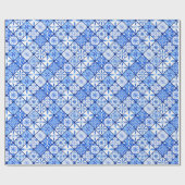 イタリアン ブルー & ホワイト タイル パターン ラッピングペーパー (フラット)