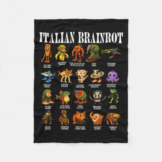 イタリアン・ブレインロット イタリアの脳みそ回転おもしろミーム フリースブランケット (正面)