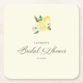 イタリアン メディテレーニアンブライダルシャワー レモン スクエアペーパーコースター (正面)