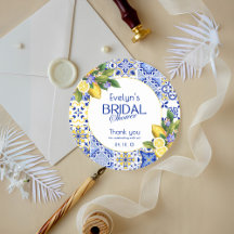 イタリアン モザイク ブルー タイル レモン ブライダル シャワー