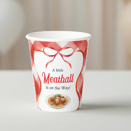 イタリアン・レッド・ギンガム・ミートボール・パスタ・ベビーシャワー 紙コップ