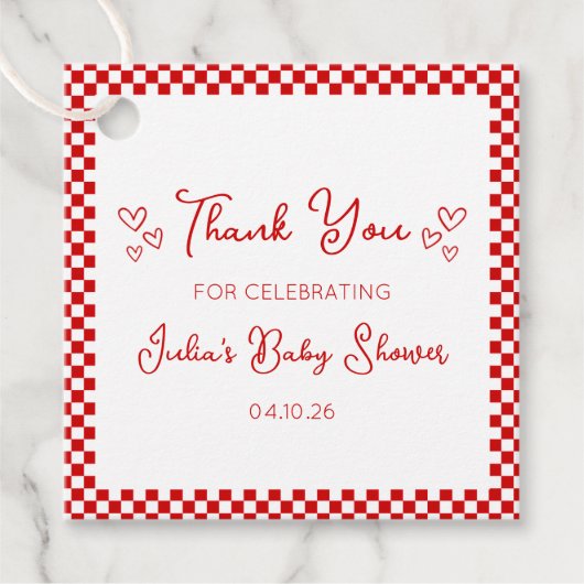 イタリアン レッド ベイビー or ブライズ シャワーのお礼 フェイバータグ (正面)