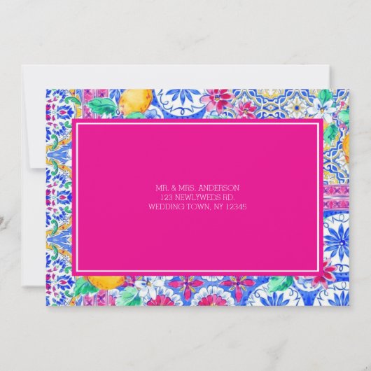 イタリアン レモン ウォーターカラー フラット サンクス カード (裏面)