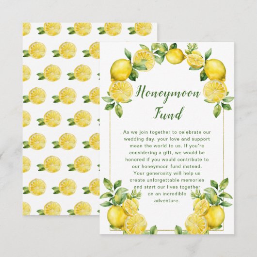 イタリアン レモン グリーン フレーム ウェディング エンクロージャーカード (正面/裏面)