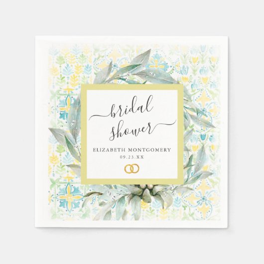 イタリアン レモン グローブ ブライダル シャワー パーソナライズド スタンダードカクテルナプキン (正面)