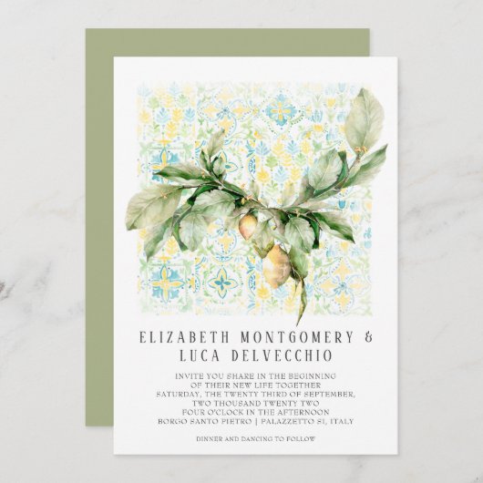 イタリアン レモン グローブ | ボーホー ボタニカル ウェディング 招待状 (正面/裏面)