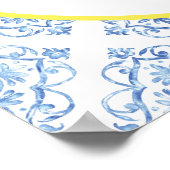 イタリアン レモン ブライダルシャワー ウェルカムサイン 青いタイル ポスター (角)