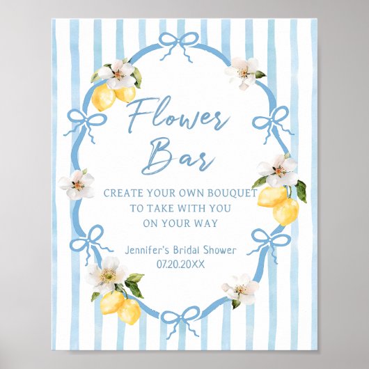 イタリアン レモン ブライダル シャワー フラワーバー ポスター (正面)