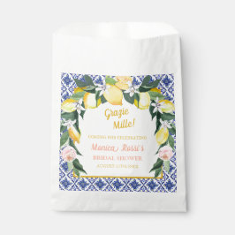 イタリアン レモン ブルー タイル グラツィエ ミッレ ブライダル シャワー フェイバーバッグ