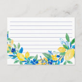 イタリアン レモン ブルー フラワースクリプト ウェディング レシピ エンクロージャーカード (裏面)