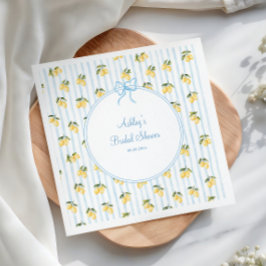 イタリアン レモン ブルー ボウ ブライダル シャワー ペーパー スタンダードカクテルナプキン