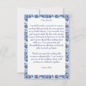 イタリアン レモン ブーゲンビリア 柑橘類 ブライダル シャワー サンキューカード (裏面)