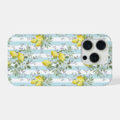 イタリアン レモン 開花 花柄 ストライプ 地中海風 iPhoneケース (裏面横)