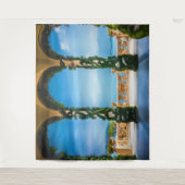 イタリアン ヴィラ ビーチ シーン ターコイズ ブルー シー タペストリー (正面)