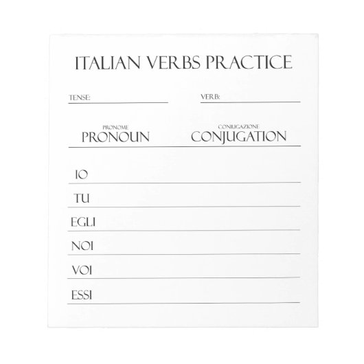 イタリアン |動詞の活用方法 ノートパッド (正面)