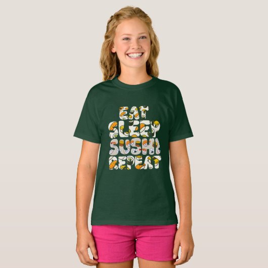 イタリアン 寿司 リピート デザイン Tシャツ (正面フル)