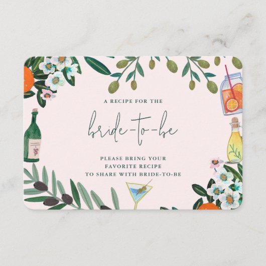 イタリアン Mediterranean ブライダルシャワー シェア ア レシピ エンクロージャーカード (正面)