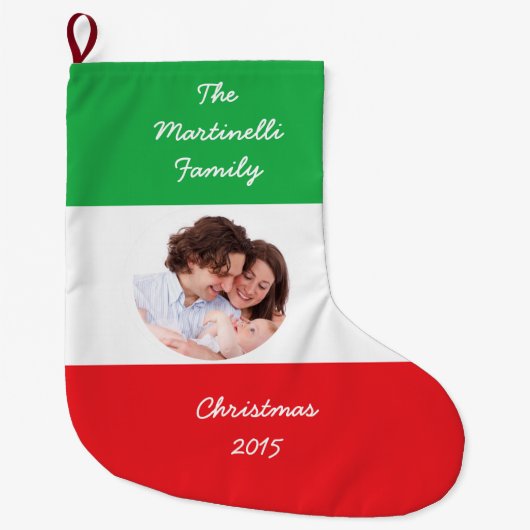 イタリアンAmerican Christmasストッキングと写真 ラージクリスマスストッキング (正面)