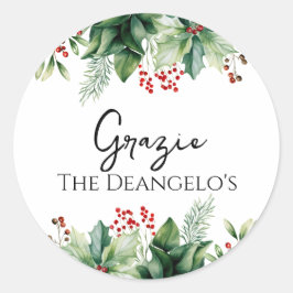 イタリアンChristmas Grazieありがとう ラウンドシール