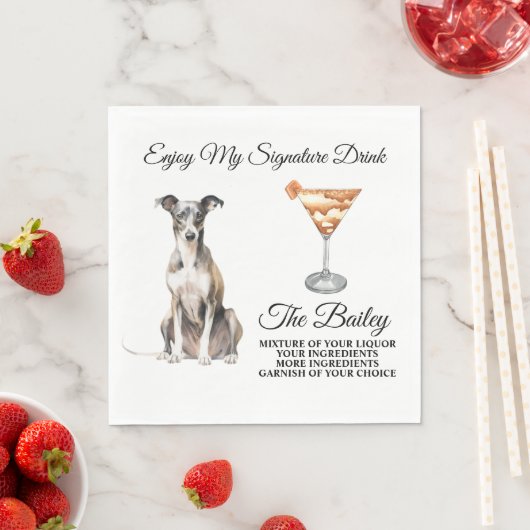 イタリアンGreyhoundの結婚Signature Drink Napkins スタンダードランチョンナプキン (インサイチュ)