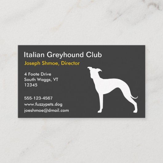 イタリアンGreyhoundシルエット 名刺 (正面)