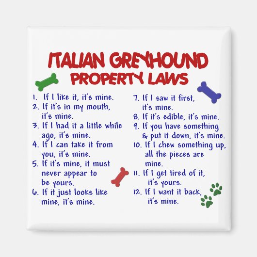 イタリアンGREYHOUNDプロパティの法則 マグネット (正面)