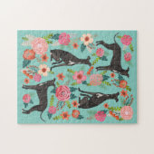 イタリアンGreyhoundヴィンテージ花模様 ジグソーパズル (横)