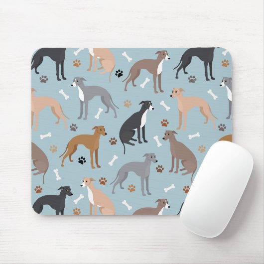 イタリアンGreyhound犬の骨と前足のマウスパッド マウスパッド (マウス)