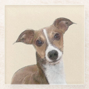 イタリアンGreyhound絵画 s – かわいいオリジナルドッグアート ガラスコースター