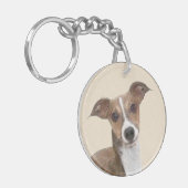 イタリアンGreyhound絵画 s – かわいいオリジナルドッグアート キーホルダー (正面左)