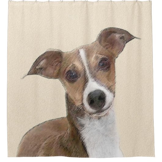 イタリアンGreyhound絵画 s – かわいいオリジナルドッグアート シャワーカーテン (正面)